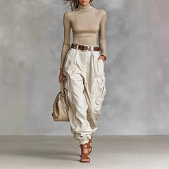 High Waist Multi Pocket Cargo Jogger Pants
