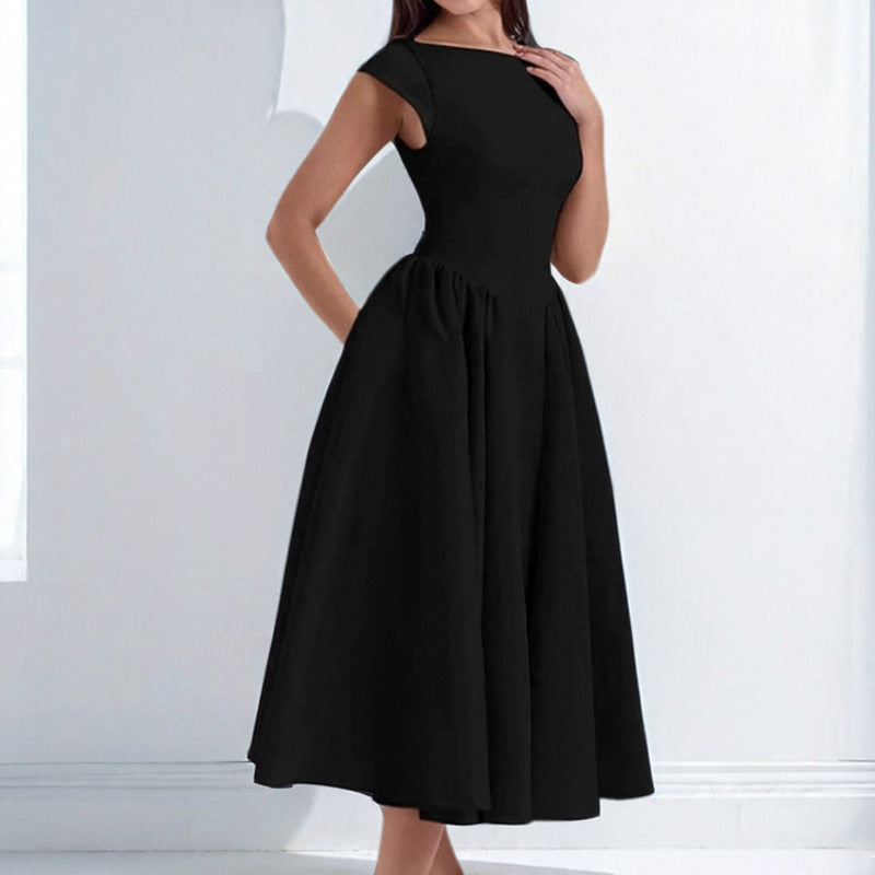 Cap Sleeve Fit-and-Flare Midi Dress