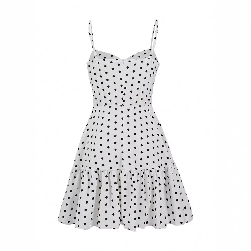 Vintage White Polka Dot Mini Summer Dress