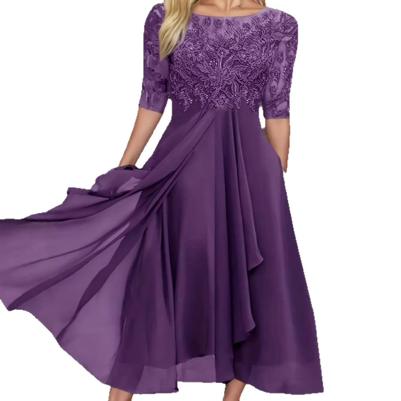 Lace Chiffon Evening Party Dress