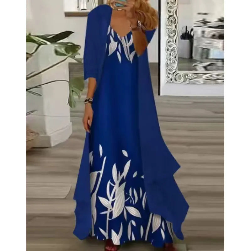 Printed V Neck Cami Long Dress