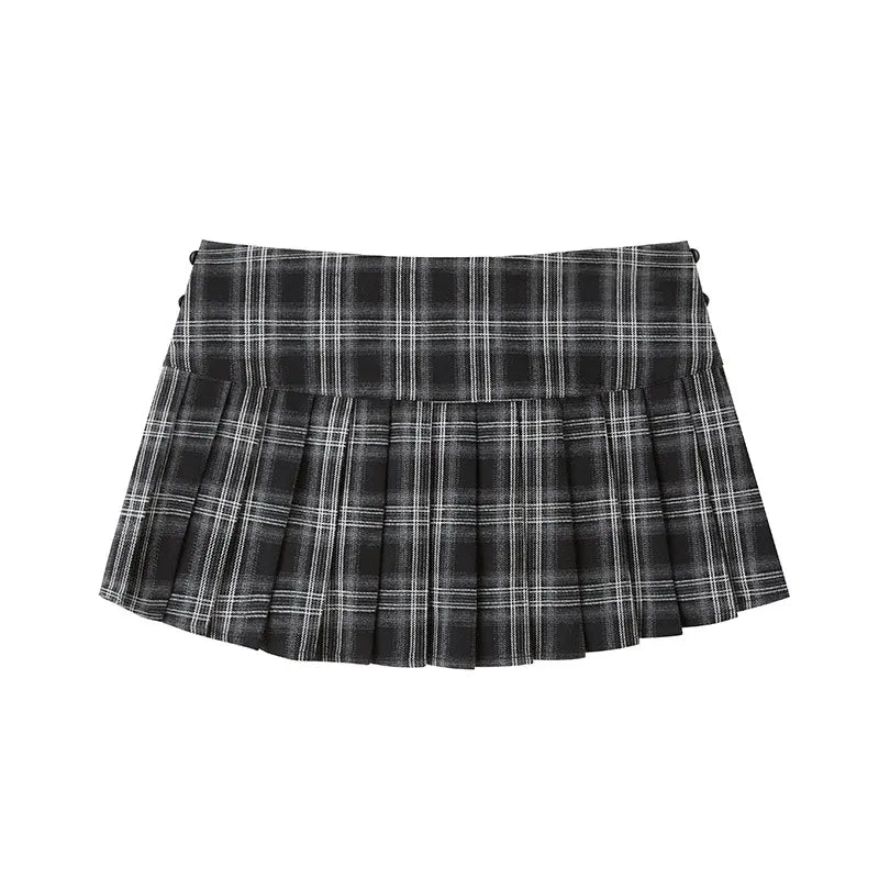 Ultra Mini Low Rise Plaid Pleated Skirt