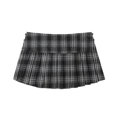 Ultra Mini Low Rise Plaid Pleated Skirt