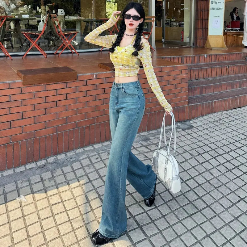 High Waist Micro Stretch Vintage Flare Denim Jeans