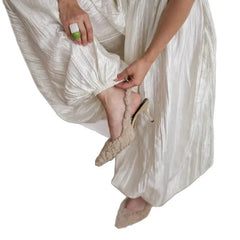 High Waist Solid Color Textured Bloomers Long Pants