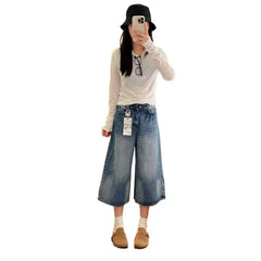 High Waist Cropped Straight Leg Jeans
