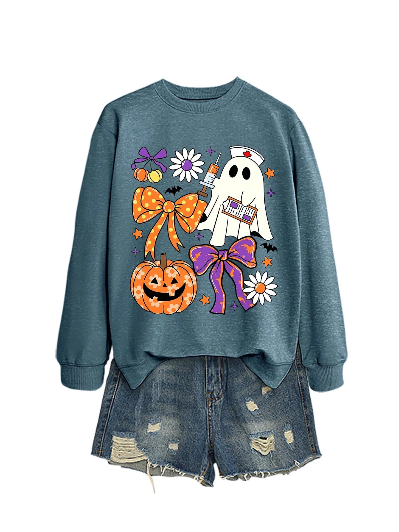 Nurse Ghost Halloween Crewneck Sweatshirt