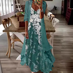Printed V Neck Cami Long Dress