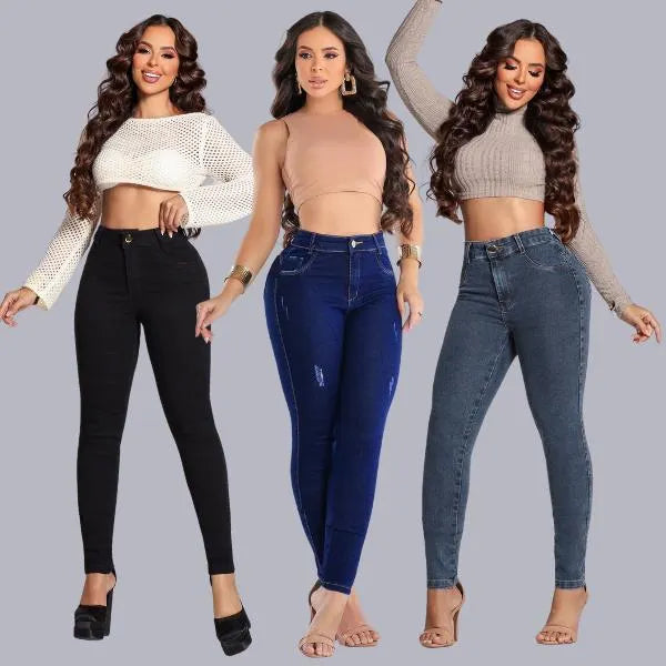 High Waist High Stretch Ripped Skinny Ankle Light Blue Denim Jeans