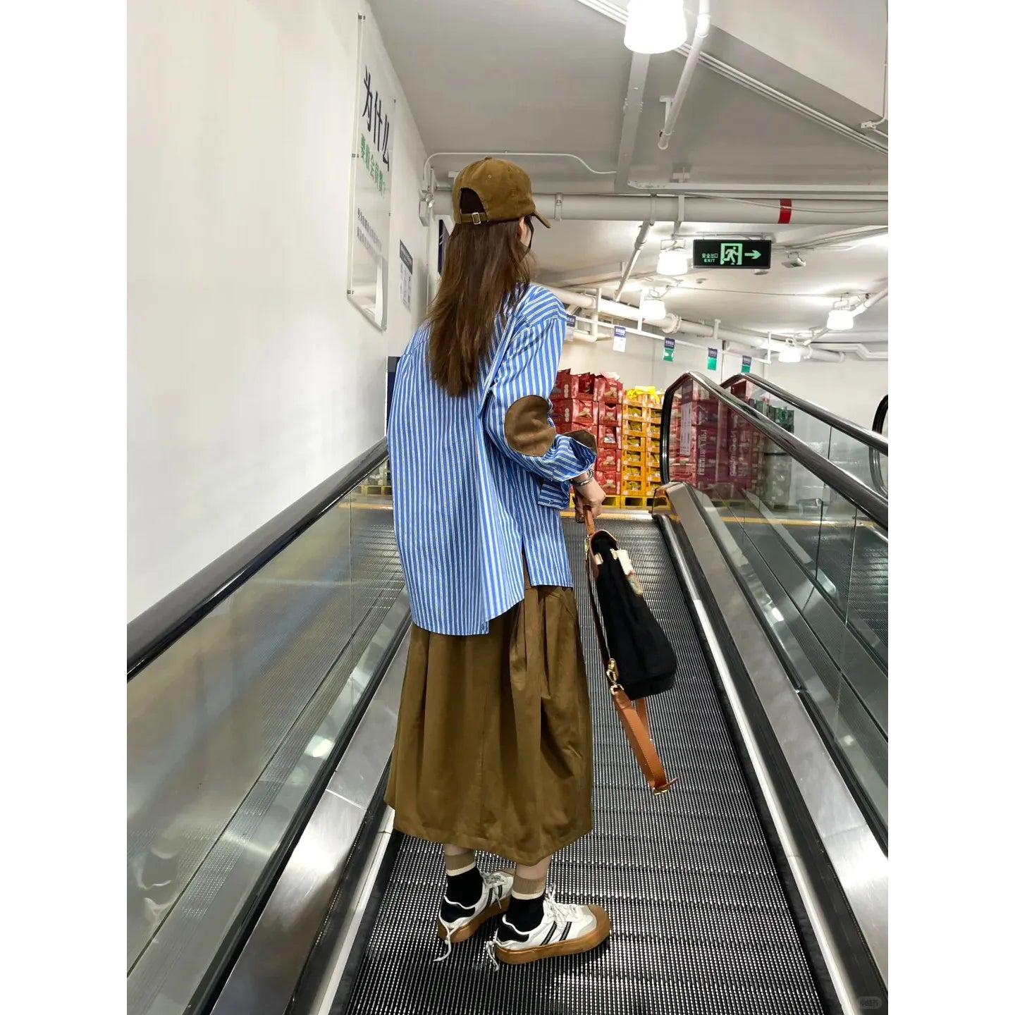 Striped Spliced Long Sleeve Oversized Shirt