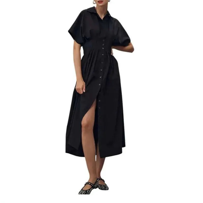 Button Front Shirt Midi Dress
