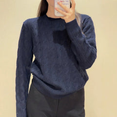 Crew Neck Cable Knit Pullover Sweater