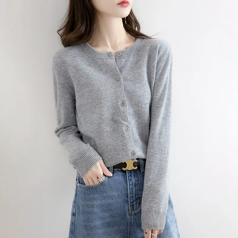 Crew Neck Button Down Sweater