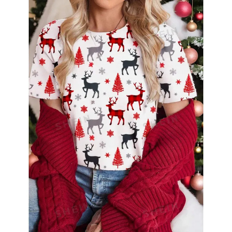 Halloween Western Cowboy Cactus Print Crew Neck Short Sleeve T‑Shirt