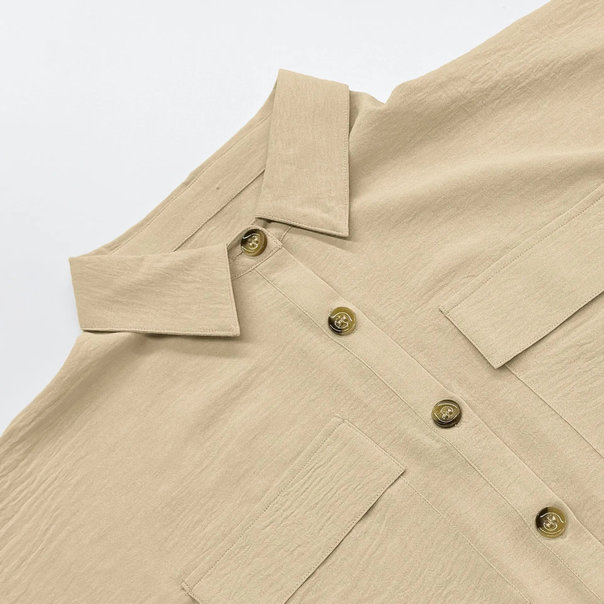 Casual Lapel Button Drawstring Waist Cargo Shirt Midi Dress