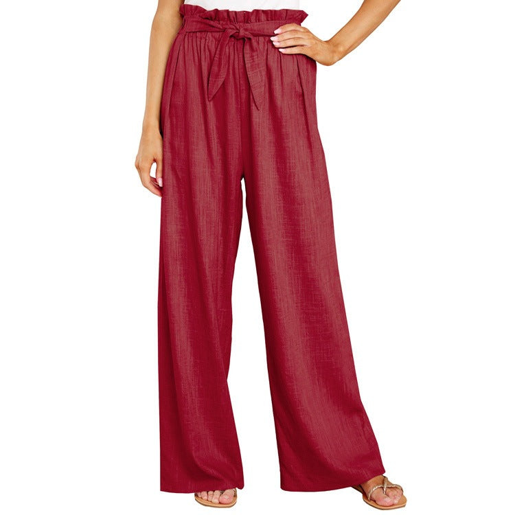 Light Blue Paperbag Waist Wide Leg Pants