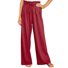 Light Blue Paperbag Waist Wide Leg Pants