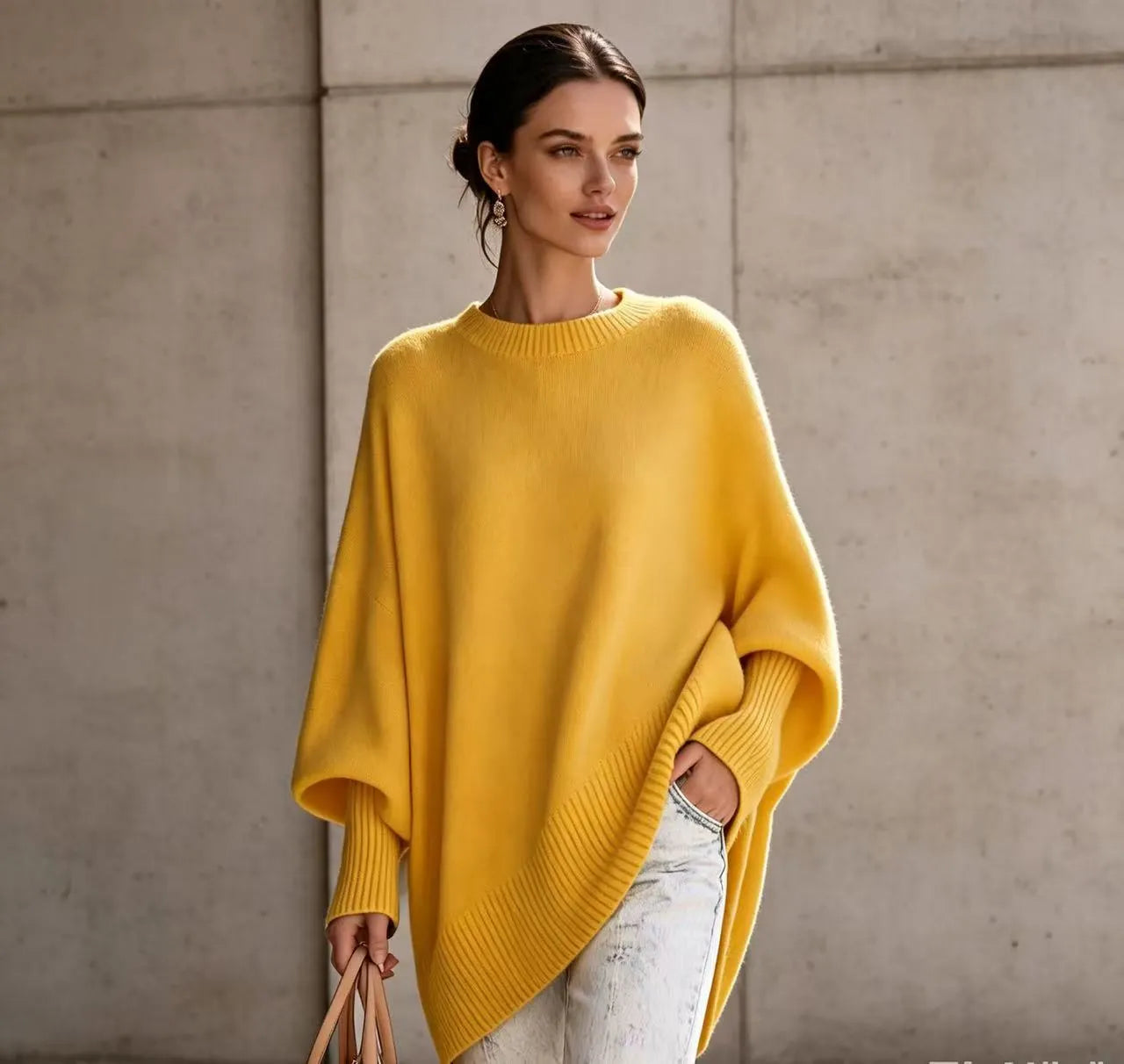 Crew Neck Loose Batwing Sleeve Pullover Sweater