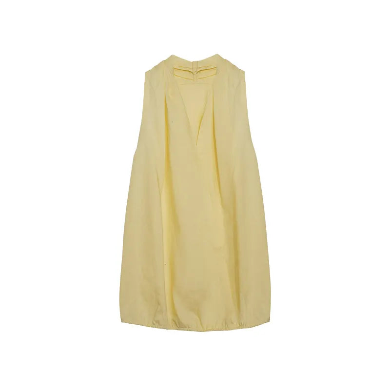 Solid Sleeveless V-Neck Loose Casual Top