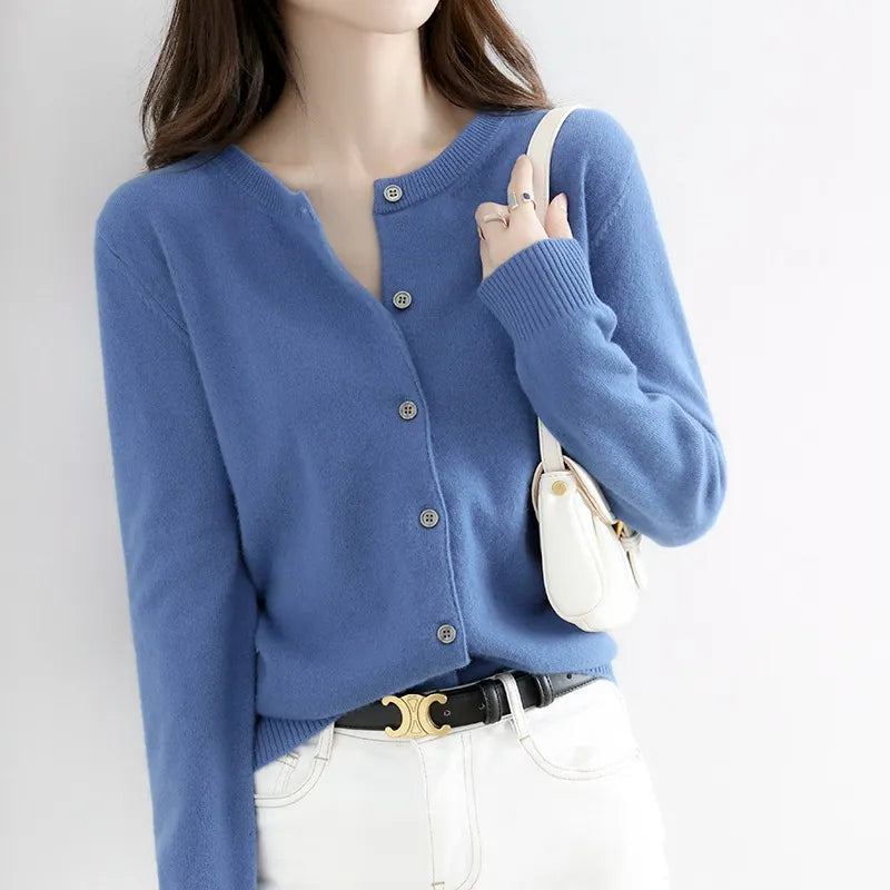 Crew Neck Button Down Sweater