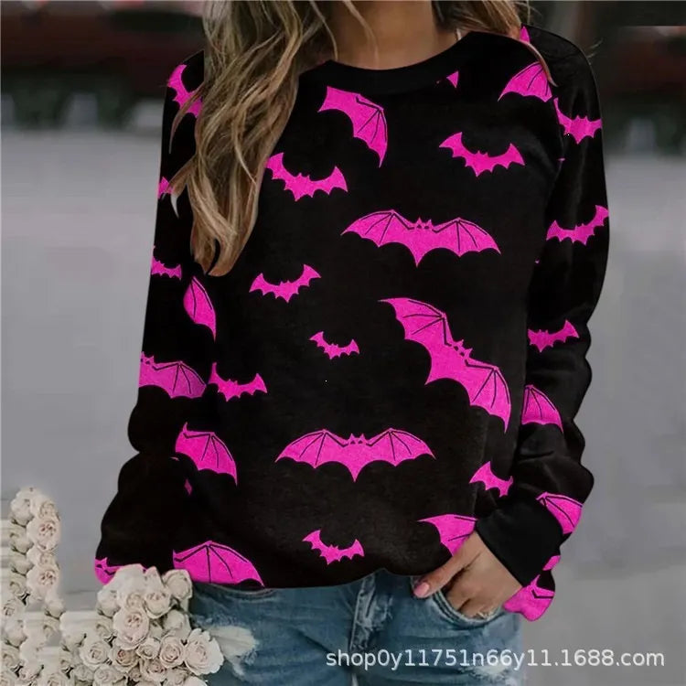 Halloween Tie‑Dye Letter Print Crew Neck Sweatshirt