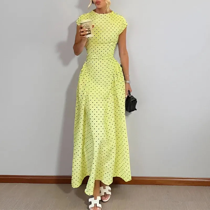 Cap Sleeve Fit-and-Flare Midi Dress