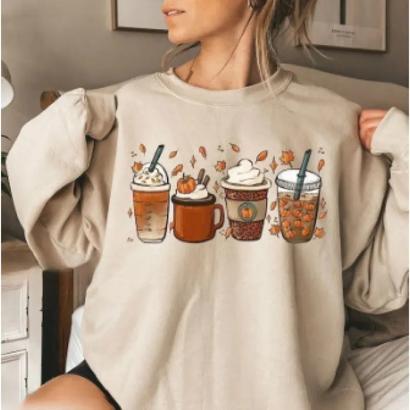 Halloween Leopard Pumpkin Print Crew Neck Sweatshirt