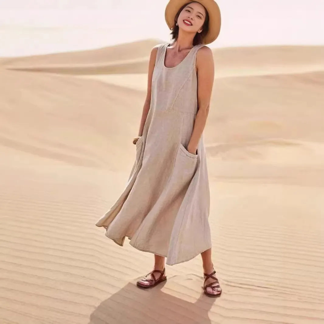 Sleeveless Loose Long Maxi Dress With Pockets