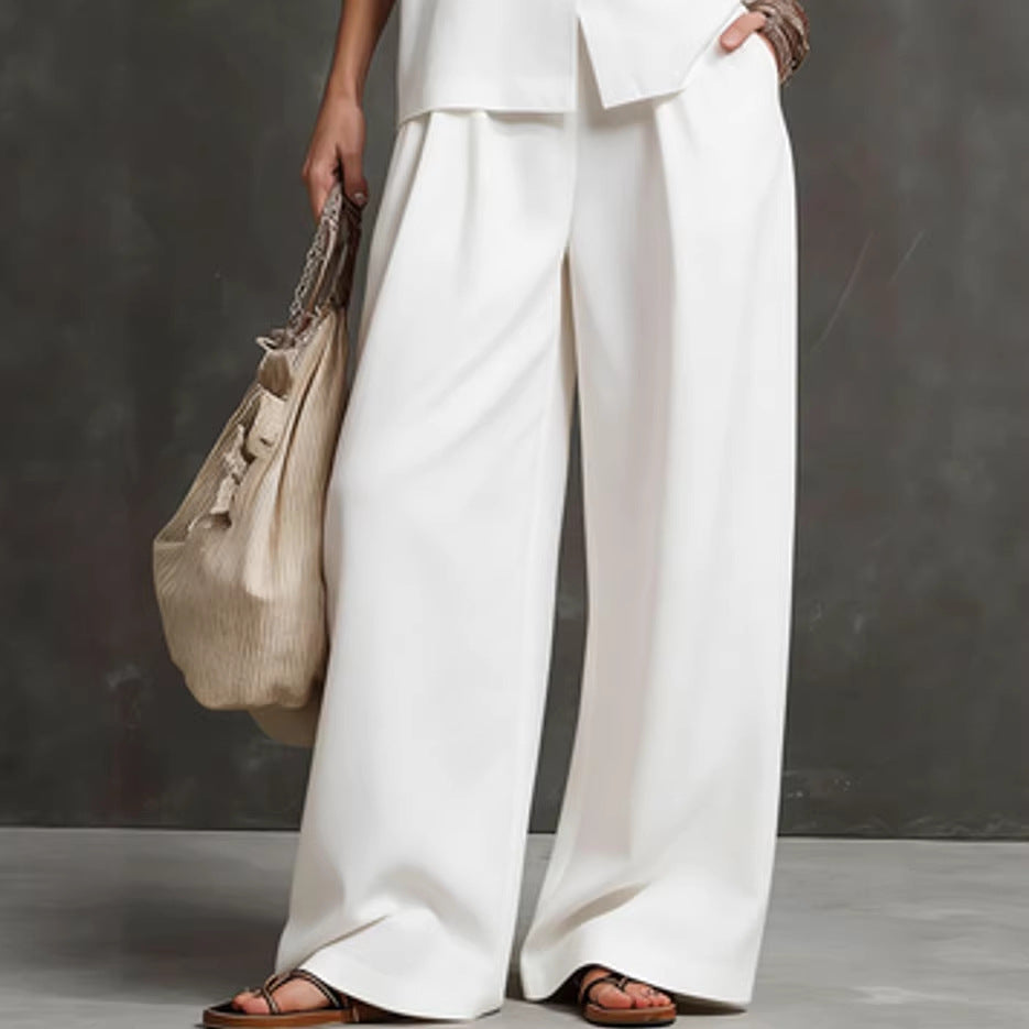 Linen-Blend Waistcoat & Wide-Leg Pants Set
