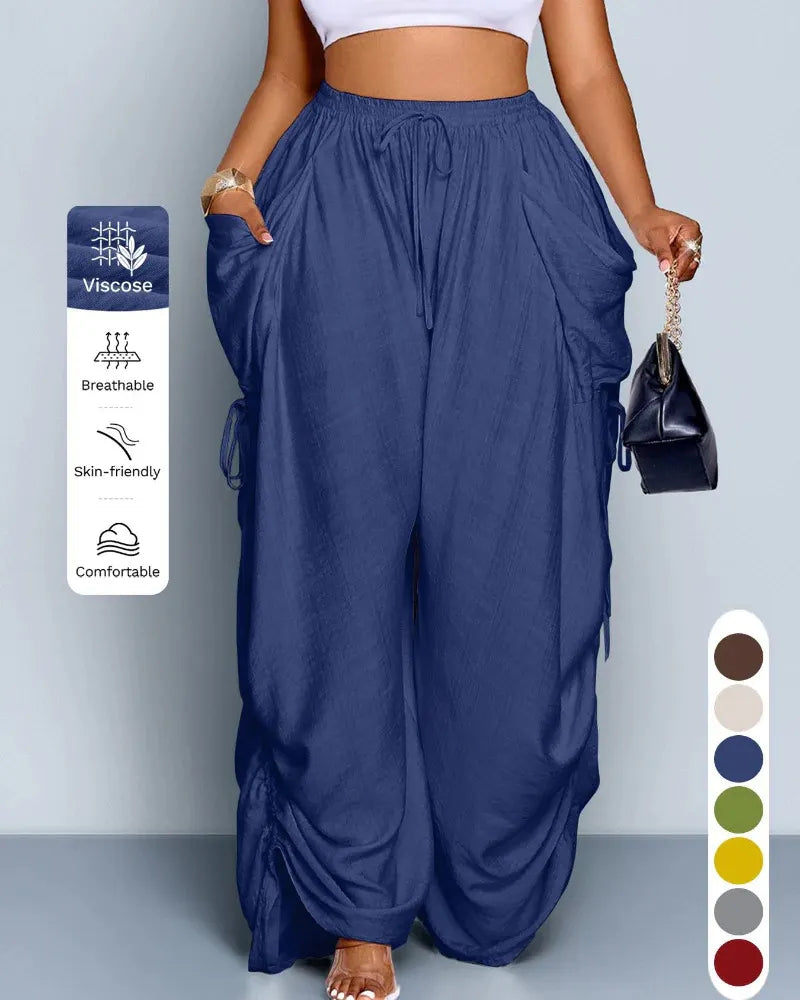 Plus Size High Waisted Wide Leg Pants