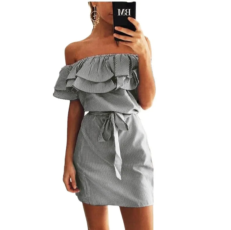 Off Shoulder Ruffle Mini Dress