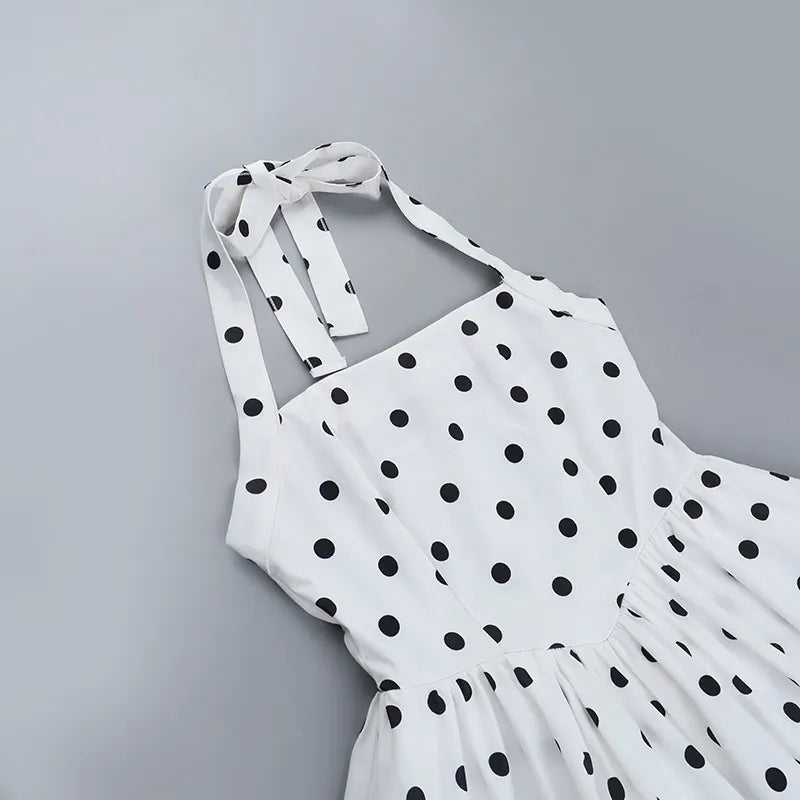 Polka Dot Halter Neck Bubble Mini Dress
