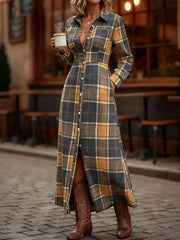 Breezaya Plaid Print Button Front Shirt Dress