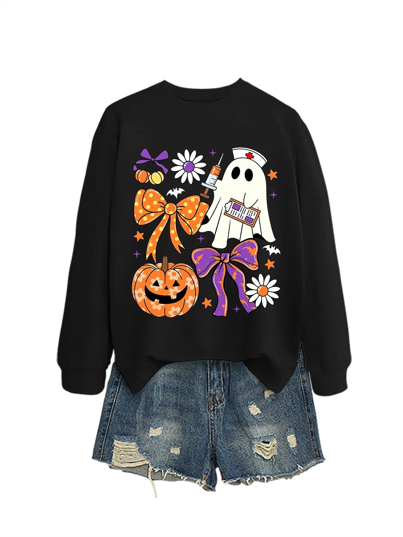 Nurse Ghost Halloween Crewneck Sweatshirt