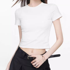 Slim-Fit Cotton-Blend Short Sleeve Crop Top