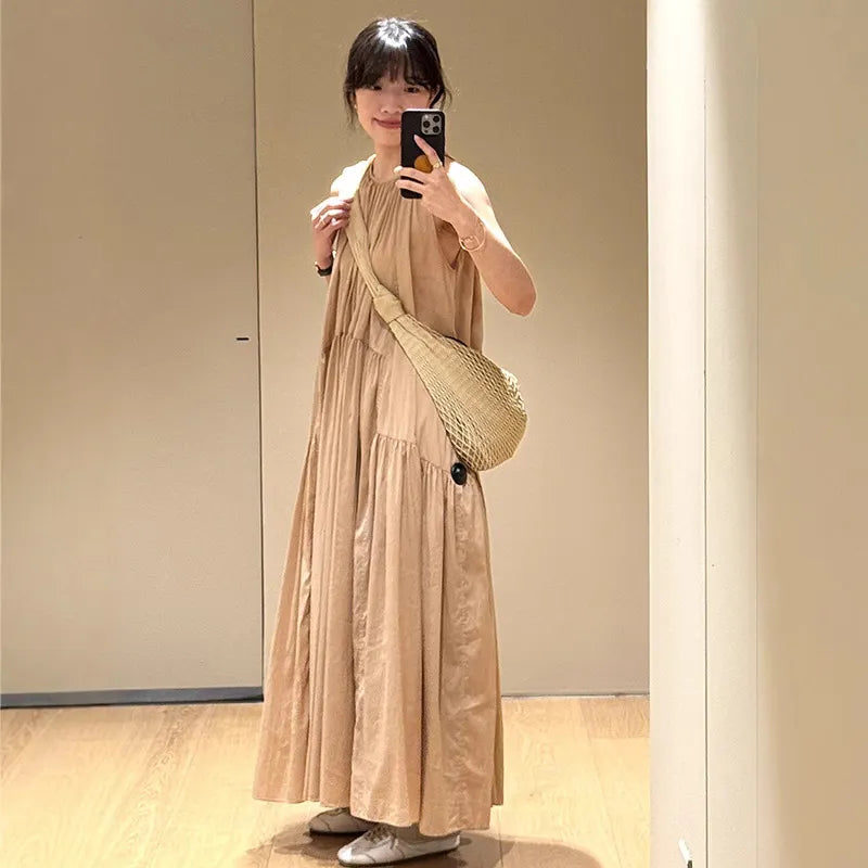 Halter Sleeveless Tiered Loose Flowy Maxi Dress