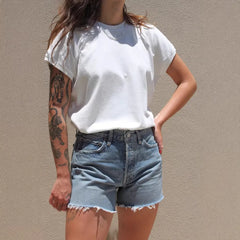 Solid Color Round Neck Short Sleeve Loose Casual T-Shirt
