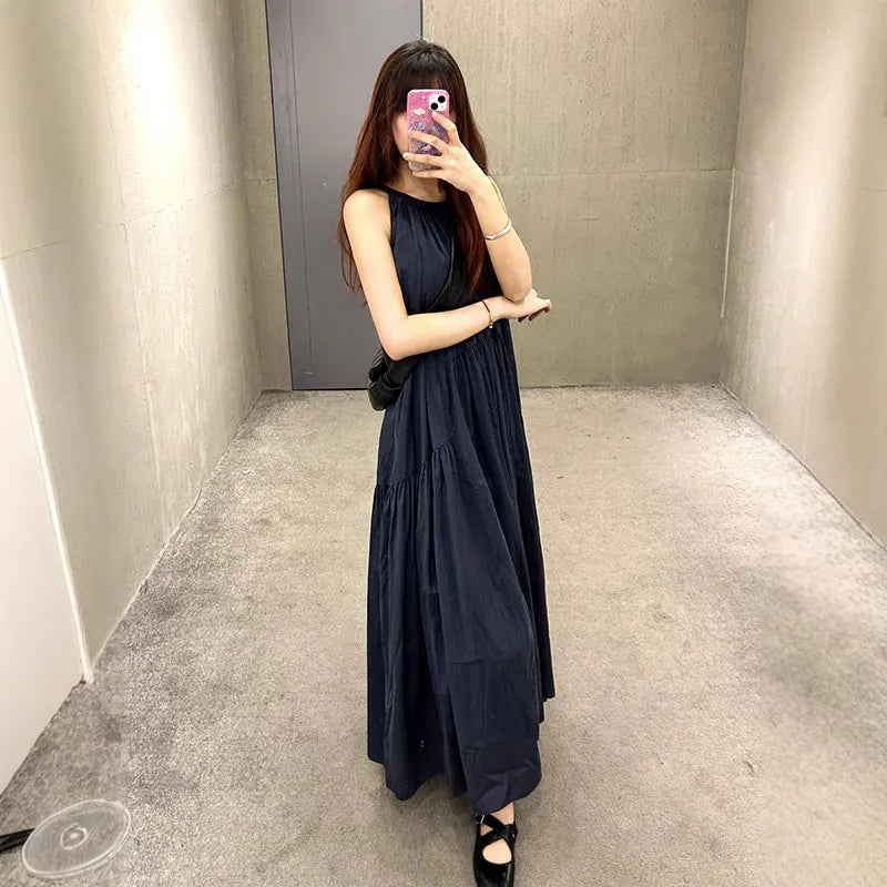 Halter Sleeveless Tiered Loose Flowy Maxi Dress