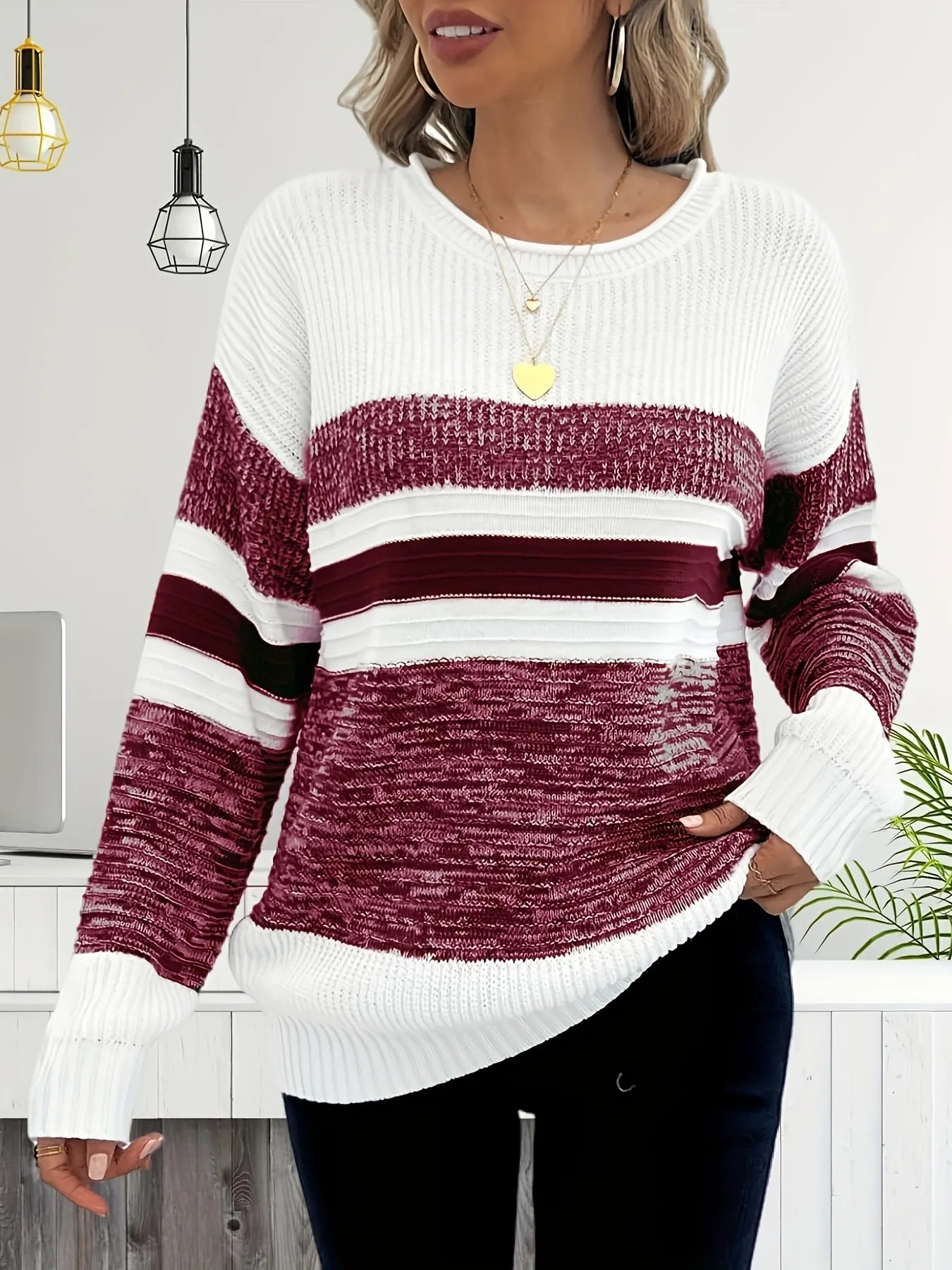 striped mixed-wool sweater pullover