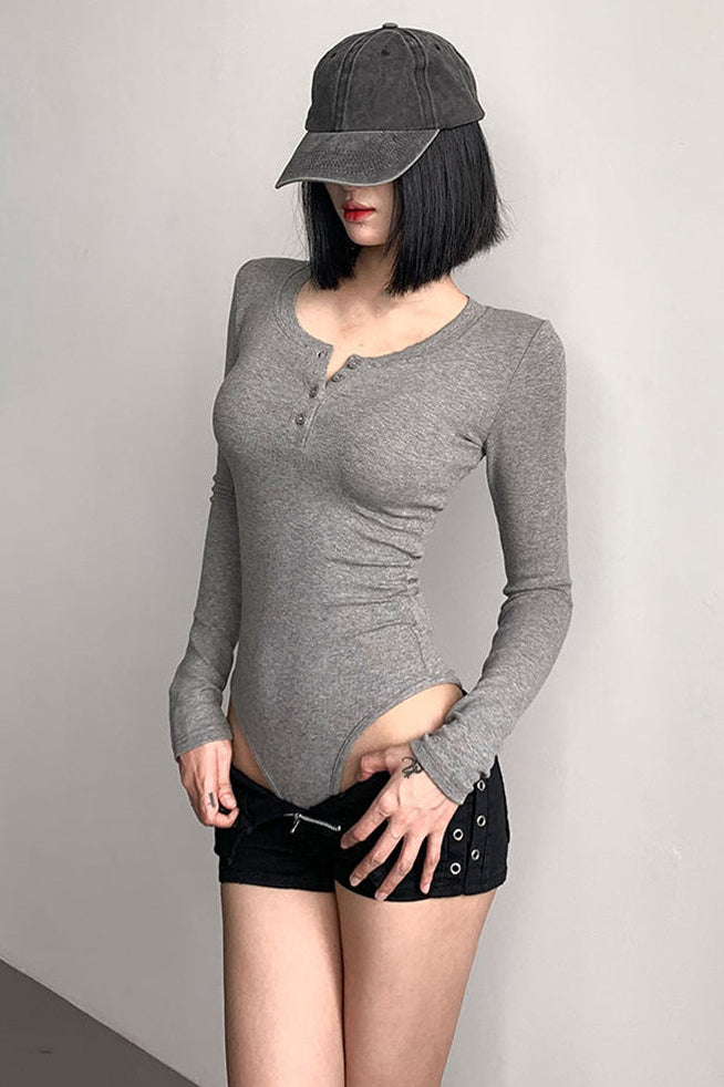 Long Sleeve Bodycon Bodysuit Swimsuit