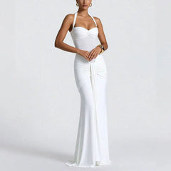 Halter Twist Front Slim Maxi Evening Formal Dress