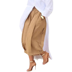 High Waist Front Pleated Cropped Wide Leg Pants