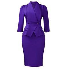 Belted Blazer-Style Bodycon Midi Dress