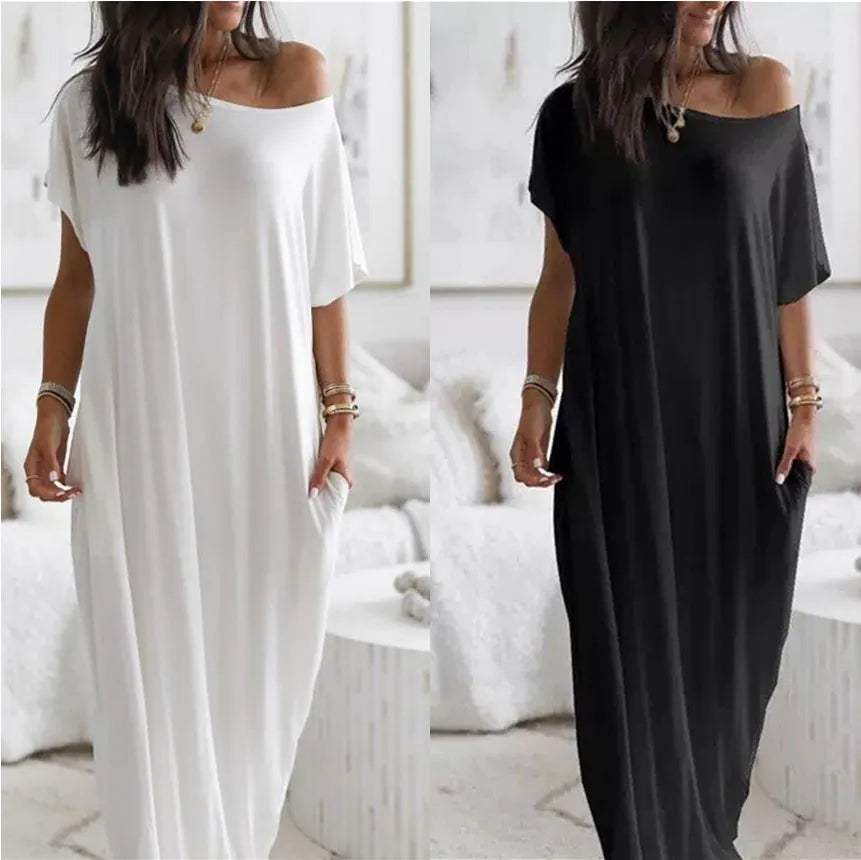 Off-Shoulder Loose Maxi Dress