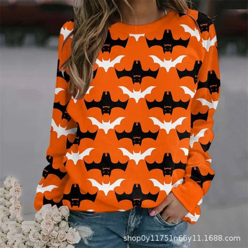 Halloween Tie‑Dye Letter Print Crew Neck Sweatshirt