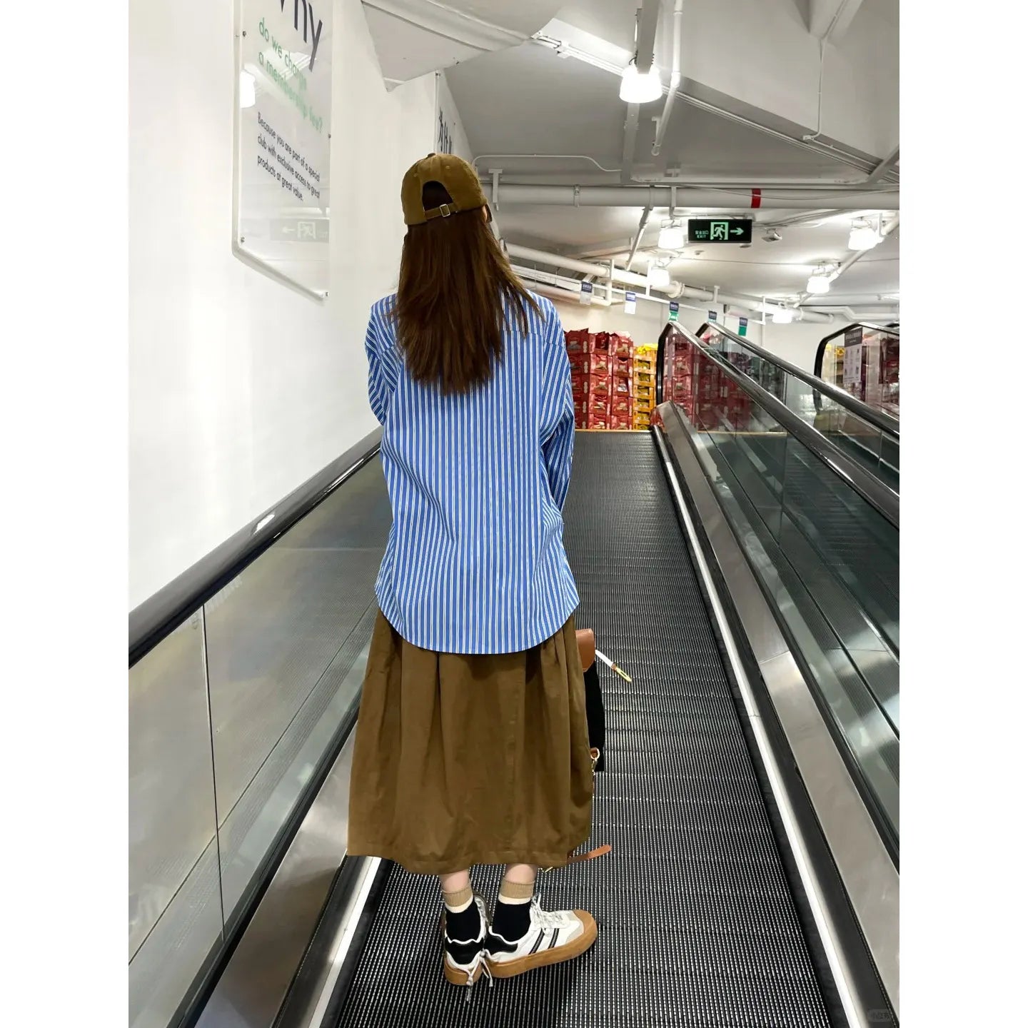 Striped Spliced Long Sleeve Oversized Shirt