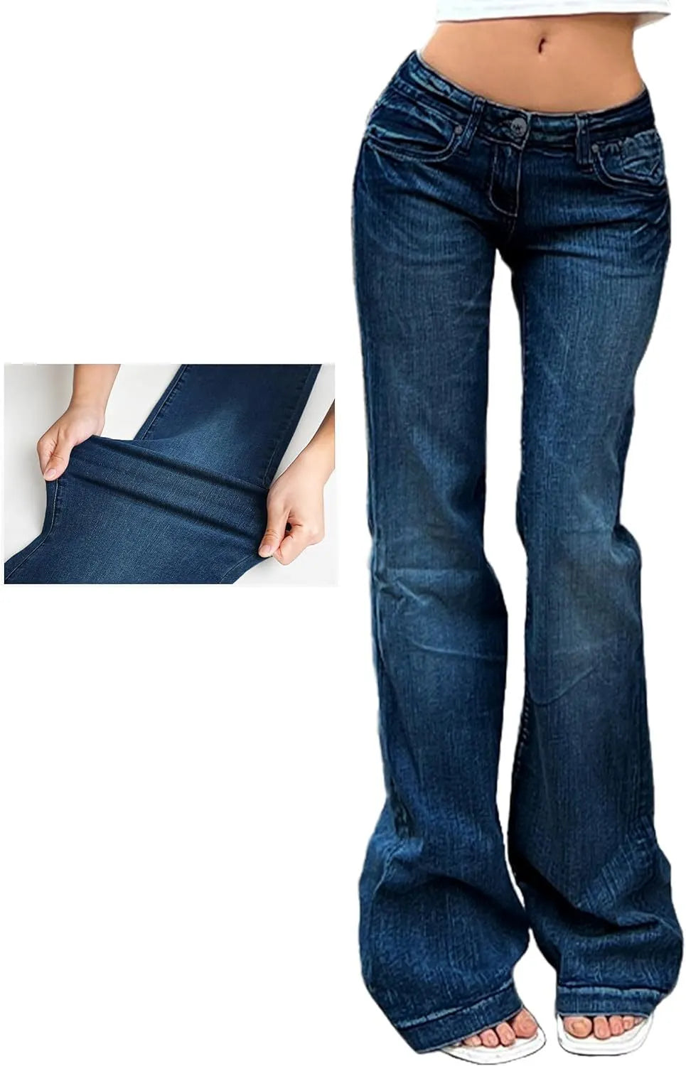 Y2K Vintage Low Rise Washed Blue Flare Denim Jeans
