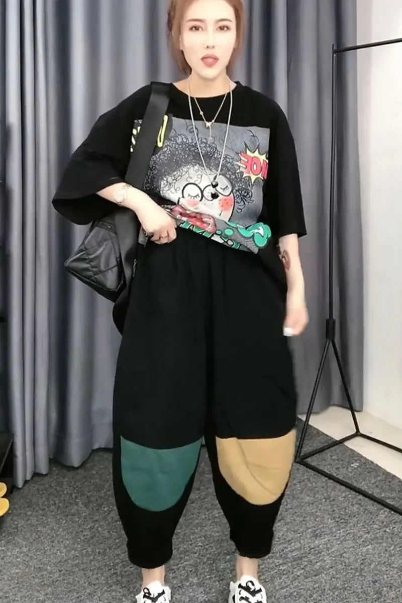 Color Block Patchwork Casual Pants
