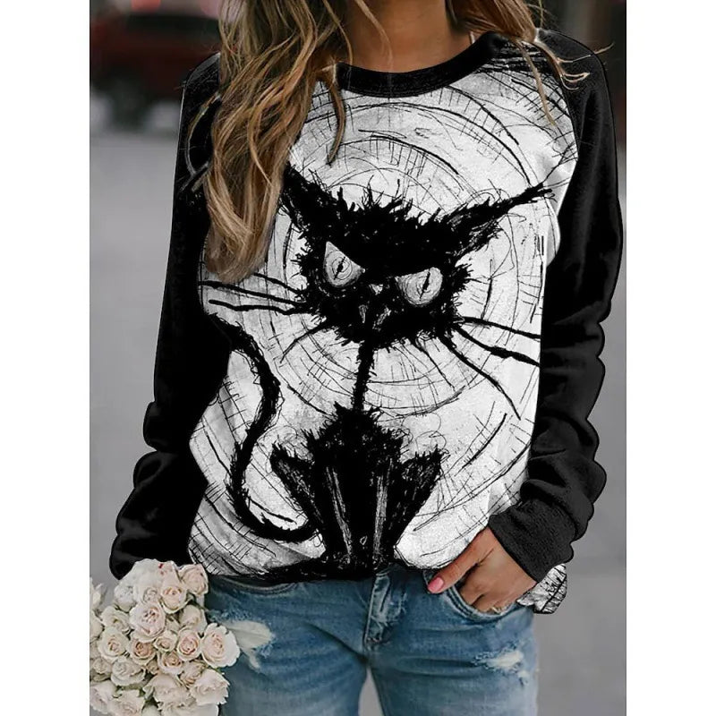 Halloween Bat Print Crew Neck Sweatshirt