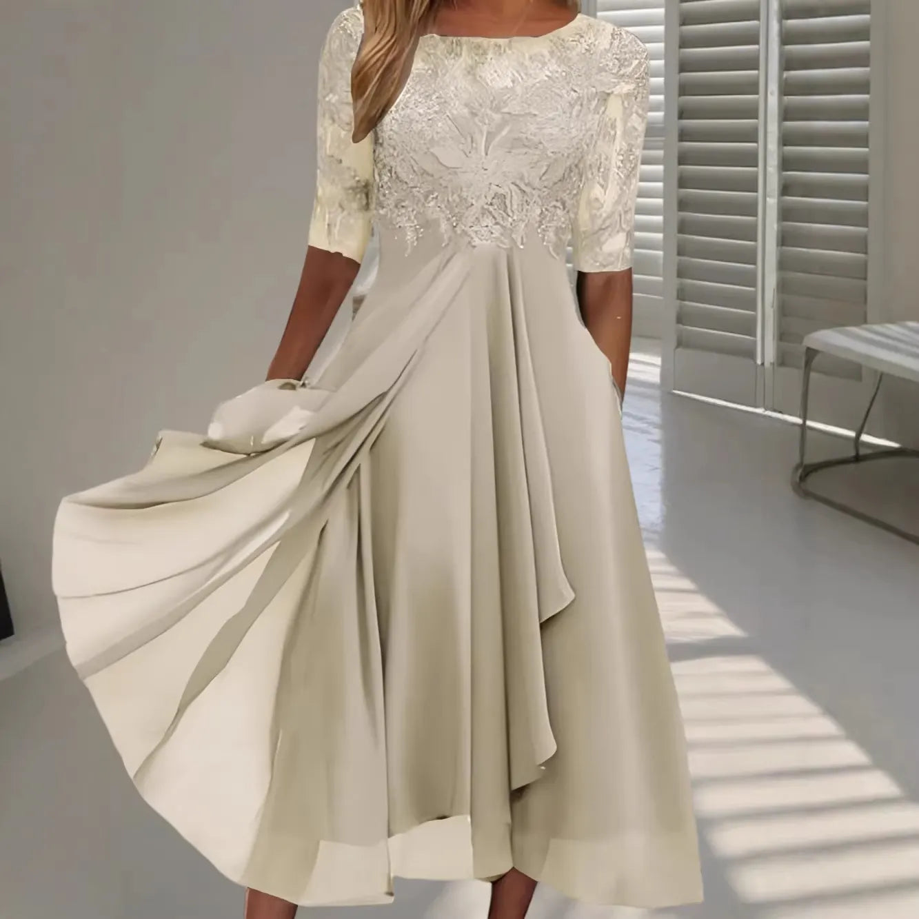 Lace Chiffon Evening Party Dress